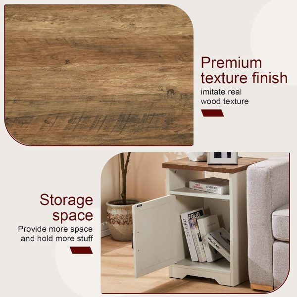 AMERLIFE 4-Piece Farmhouse Table Set Includes Sliding Barn Door TV Stand, Coffee Table& Two End Tables, Side Table with Charging Station and USB Ports, for Living Room, Bedroom, Distressed White, 66" - Image 6