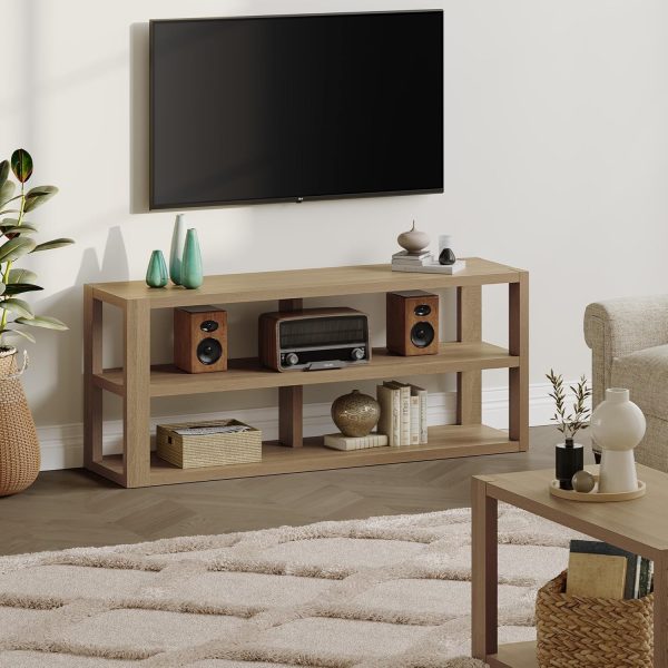 SICOTAS TV Stand and Coffee Table Set of 2 - Farmhouse Wood TV Console Table Entertainment Center Table with Open Storage Shelves Rectangle Center Table Wood Look Accent Table for Living Room - Image 7