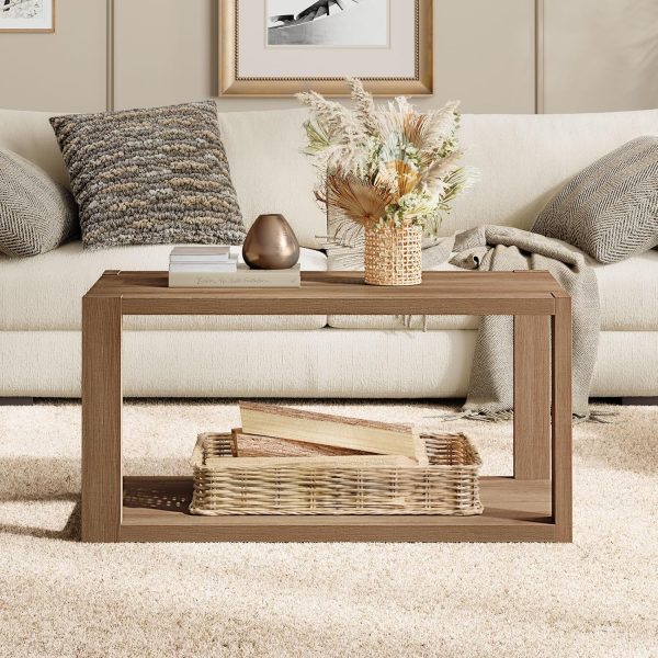 SICOTAS TV Stand and Coffee Table Set of 2 - Farmhouse Wood TV Console Table Entertainment Center Table with Open Storage Shelves Rectangle Center Table Wood Look Accent Table for Living Room - Image 9