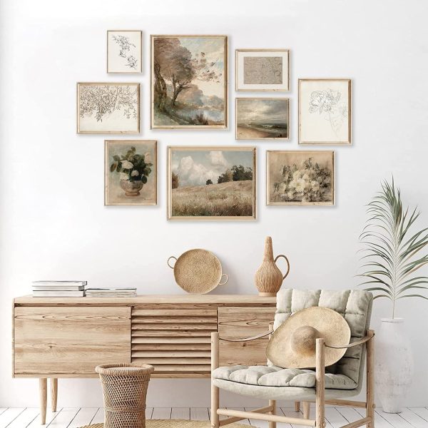 Vintage Wall Art Decor Vintage Posters for Room Aesthetic Pictures Muted White Floral Botanical Wall Art,Netural Canvas Art Prints,Modern Farmhouse Gallery Wall Paintings for Bedroom Home - Image 2