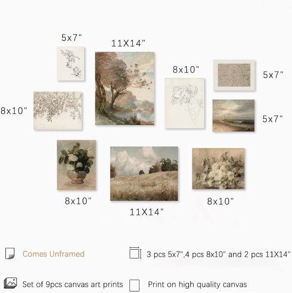 Vintage Wall Art Decor Vintage Posters for Room Aesthetic Pictures Muted White Floral Botanical Wall Art,Netural Canvas Art Prints,Modern Farmhouse Gallery Wall Paintings for Bedroom Home - Image 5